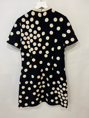 Valentino Black and White Silk Polka Dot Short-Sleeve Mini Dress with Collar Detail Size IT 40 (UK 8) RRP £2,500