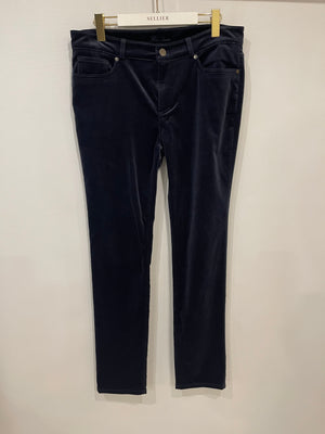 Loro Piana Navy Velvet Straight Leg Trousers Size IT 46 (UK 14) RRP £1,250