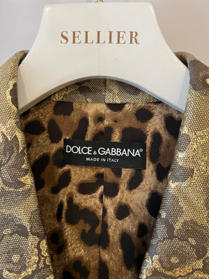 Dolce 
Gabbana Metallic Gold Floral Brocade Blazer Jacket Size IT 46 (UK 14)