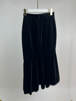 Andrew GN Black Velvet Asymmetric Panelled Skirt FR 34 (UK 6)