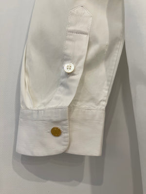 Louis Vuitton White Long-Sleeve Shirt with Sequin Damier Collar Size FR 42 (UK 14)