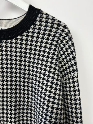 Christian Dior Black Houndstooth Long Sleeve Logo Jumper Size FR 34 (UK 6)