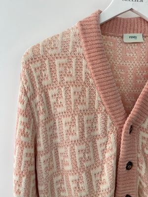 Fendi Kids Pink FF Logo Button Down Cardigan Size 12A