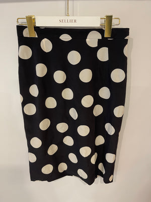 Dolce 
Gabbana Black and White Silk Polkadot Skirt Size IT 42 (UK 10)