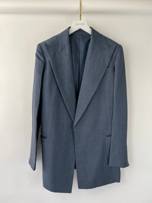 Celine Navy Long-Sleeve Linen Blazer Size FR 36 (UK 8)