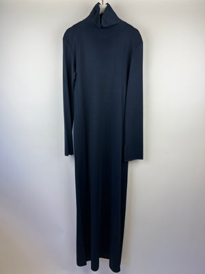 The Row Navy High Neck Long Sleeve Maxi Dress Size S (UK 8)