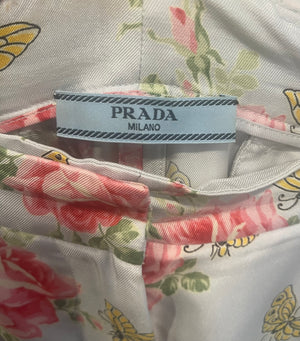 Prada Baby Blue Silk Floral High-Rise Pants Size IT 44 (UK 12) RRP £1,195