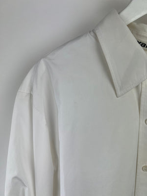 Alexander Wang White Button Down Shirt with Ruched Sleeve Detail Size US 6 (UK 10)