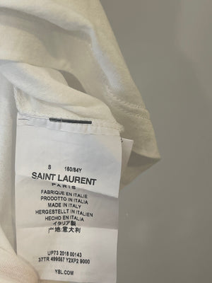 Saint Laurent White Cropped Short-Sleeve T-Shirt with Logo Detail Size S (UK 8)