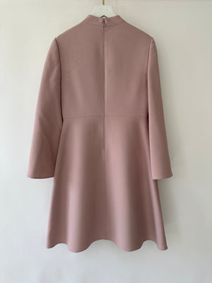 Valentino Pink Bell Sleeve Mid Neck Midi Dress Size IT 38 (UK 6)