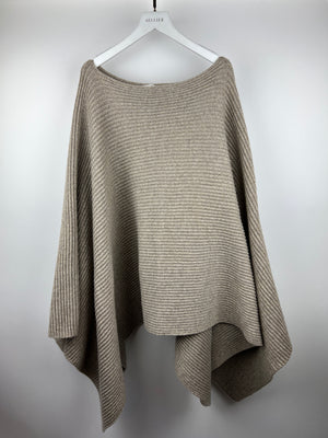 The Row Beige Oversized Ribbed Cashmere Poncho Size XS/S (UK 6/8)