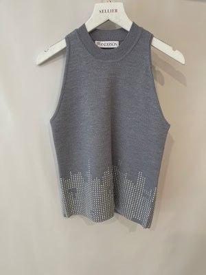 JW Anderson Grey Wool Embellished Set , Mini Skirt and Top Set Size XS (UK 6) RRP £700