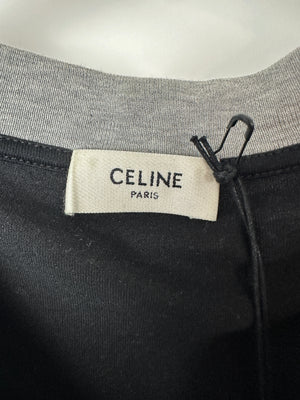 Celine Menswear Black No 16 Logo Long Sleeve Double Lined Top Size EU 46 (UK S)