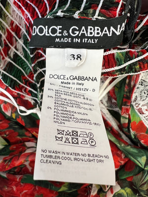 Dolce 
Gabbana Red Maxi Floral Lace Tiered Dress Size IT 38 (UK 6)