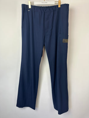 Louis Vuitton Menswear Navy Drawstring Trousers with Logo Patch Detail Size FR 46 (UK XL)