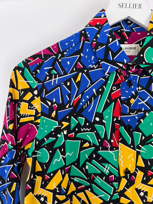 Saint Laurent Multicolour 80
s Abstract Printed Long-sleeve Silk Shirt Size FR 34 (UK 6)