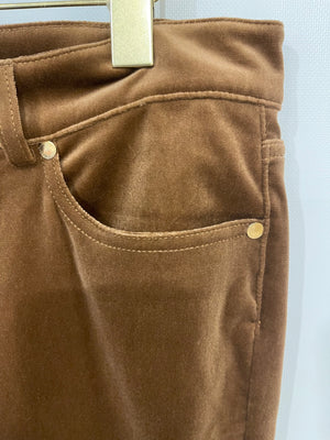 Loro Piana Teddy Brown Velvet Straight Leg Trousers Size IT 46 (UK 14) RRP £1,250