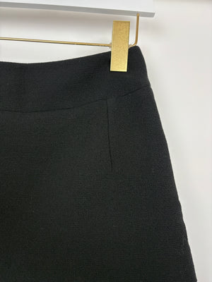 Chanel Black Pleated Panel Skirt with Gold CC Back Pocket Button Detail Size FR 36/38 (UK 8-10)