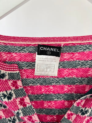 Chanel Pink Intarsia Knit Cashmere Cardigan and Top Set Size FR 40 (UK 12)