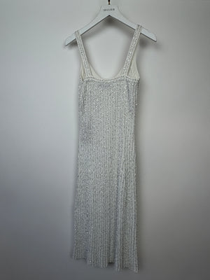 Missoni White Knit Sleeveless Mini Dress with Sequin Details IT 40 (UK 8)