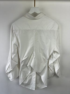 Alexander Wang White Button Down Shirt with Ruched Sleeve Detail Size US 6 (UK 10)