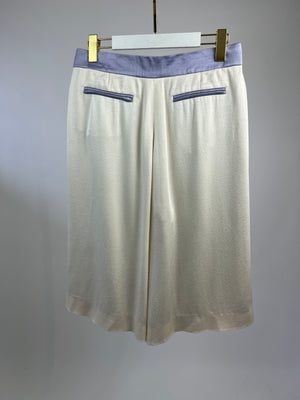 Louis Vuitton White Cropped Culottes with Lilac Panel Detail FR 40 (UK 12)