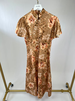 Zimmermann Orange Short Sleeve Paisley Print Maxi Dress with Button Detail FR 38 (UK 10)