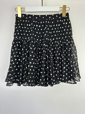 Saint Laurent Black 
White Polkadot Silk Mini Skirt Size FR 36 (UK 8)