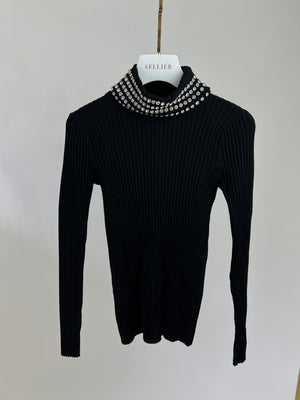 Alexander Wang Black Long-Sleeve Top with Crystals Details Size XS (UK 6)