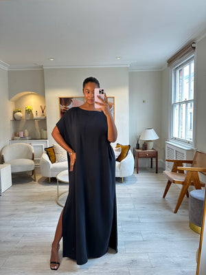 The Row Navy Round-Neck Maxi Dress with Split Detail Size L (UK 12/14)