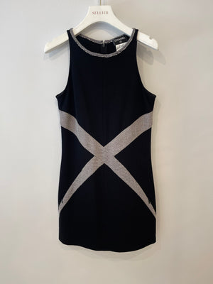 Chanel Black and Silver Mini Sleeveless Dress with Pocket Details Size FR 36 (UK 8)