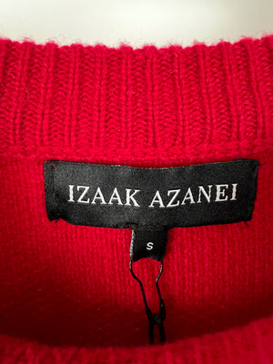 Izaak Azanei Red and White St Moritz Wool Jumper Size S (UK 8)