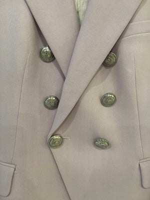 Balmain Lilac Wool Blazer Jacket with Silver Buttons Size FR 34 (UK 6)