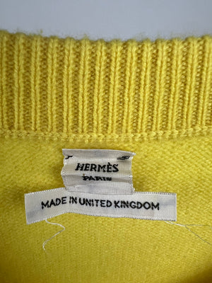 Hermès Canary Yellow Short Sleeve Jumper Dress with H Logo Detail FR 40 (UK 12)