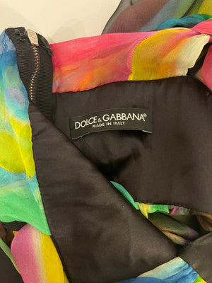 Dolce 
Gabbana Multicolour Tie-Dye Silk Mini Sleeveless Dress Size IT 44 (UK 12)