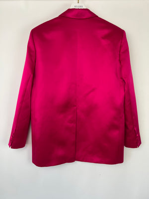 Magda Butrym Hot Pink Silk Single-Breasted Blazer FR 38 (UK 10)