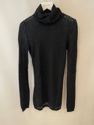 Dolce 
Gabbana Black Crochet High-Neck Jumper Size IT 42 (UK 10)