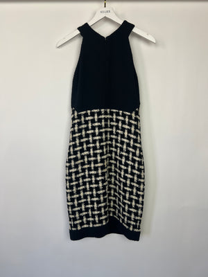 Chanel 09P Black, White Check Halter-Neck Detail Sleeveless Tweed Dress Size FR 36 (UK 8)