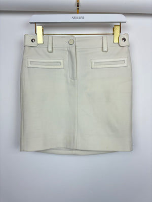 Tom Ford Cream Mini Skirt With Leather Belt Trim Size FR 36 (UK 6)