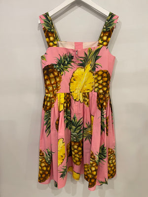 Dolce 
Gabbana Pink Mini Dress with Pineapple Prints Size IT 42 (UK 10)