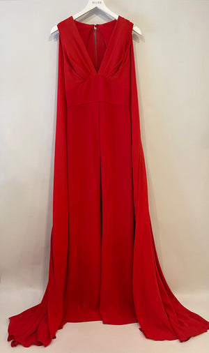 Elie Saab Red Sleeveless Jumpsuit with Back Cape Detail FR 38 (UK 10)