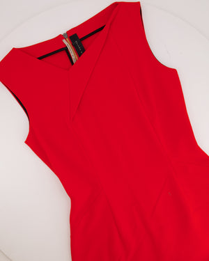 Roland Mouret Neon Red Sleeveless Midi Dress Size FR 38 (UK 10)