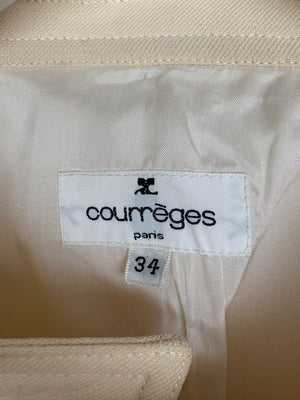 Courreges Cream Cropped Jacket With Silver Zip Details Size FR 34 (UK 6)