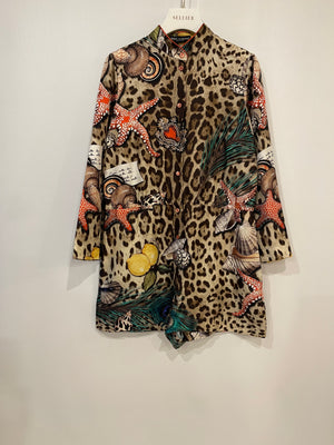 Dolce 
Gabbana Leopard and Multicolour Silk Printed Long-Sleeve Playsuit Size IT 40 (UK 8)