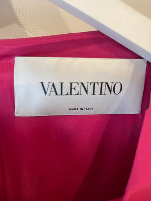 Valentino Hot Pink Heart-Printed Mini Dress with Ruffle Sleeve Details Size IT 40 (UK 8)