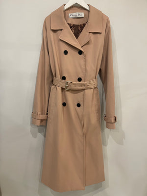 Christian Dior Light Pink Belted Trench Coat with Dior Oblique Lining Size FR 36 (UK 8)