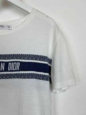 Christian Dior White Logo Print Short Sleeve T-Shirt Size M (UK 10)