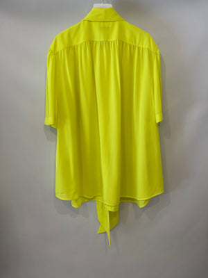 Balenciaga Neon Yellow Short-Sleeve Shirt with Bow Detail Size FR 38 (UK 10)