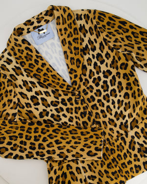 Blumarine Leopard Short Blazer Jacket with Button Details Size IT 42 (UK 10)