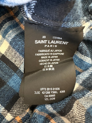 Saint Laurent Blue Plaid Long Sleeve Shirt Size S (UK 8)